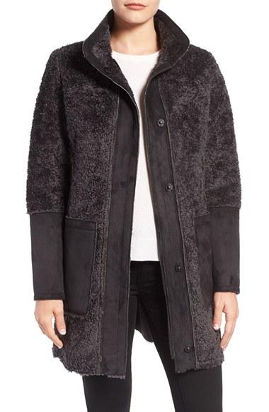 Women's Vince Camuto Faux Shearling Stand Collar Coat