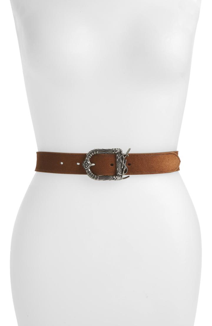 Women's Saint Laurent Celtic Monogram Leather Belt 0 - Noir/ Gris
