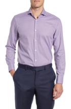 Men's Boss Mark Sharp Fit Houndstooth Dress Shirt L - Purple