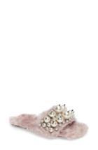 Women's Miu Miu Embellished Faux Fur Slipper Us / 35eu - Pink