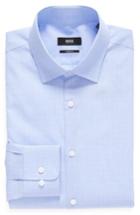 Men's Boss Sharp Fit Pattern Dress Shirt .5 - R - Blue