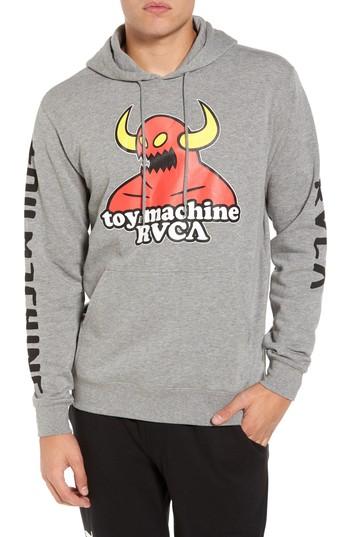 Men's Rvca X Toy Machine Fleece Hoodie, Size - Grey