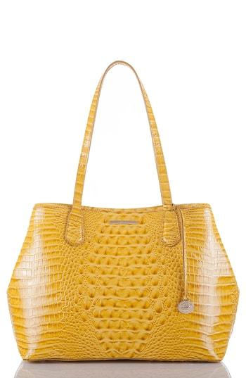 Brahmin Julian Croc Embossed Leather Tote - Yellow