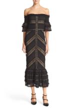 Women's Cinq A Sept Stretch Lace Off The Shoulder Midi Dress