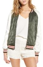 Women's Cupcakes And Cashmere Brice Reversible Varsity Jacket, Size - Green