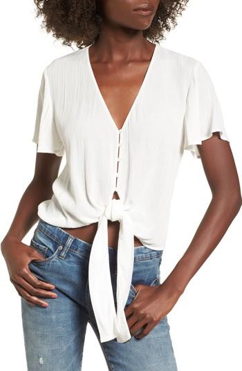 Women's Knot Front Shirt - Ivory