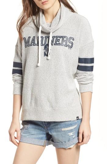 Women's '47 Encore Offsides Seattle Mariners Funnel Neck Sweatshirt - Grey