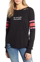 Women's Wildfox Stellar - Be Secretly Incredible Ripped Tee - Black