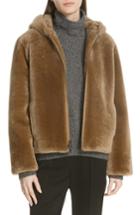 Women's Vince Plush Fleece Zip Front Hoodie - Brown