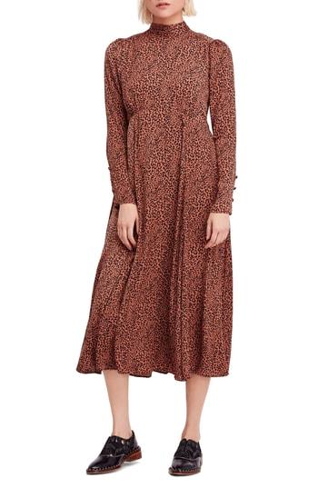 Women's Free People Loveless Print Midi Dress - Brown