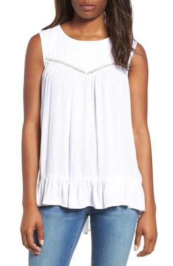 Women's Caslon Ruffle Hem Gauze Tank - White