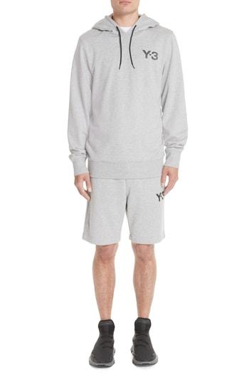 Men's Y-3 French Terry Logo Hoodie - Grey