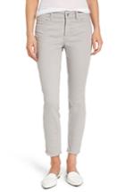 Petite Women's Nydj Alina Frayed Stretch Twill Ankle Pants P - Grey