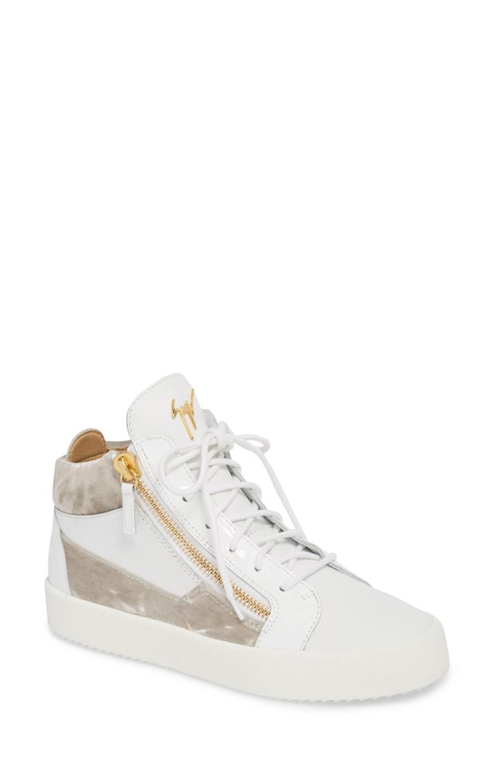 Women's Giuseppe Zanotti Breck Mid Top Sneaker M - Beige