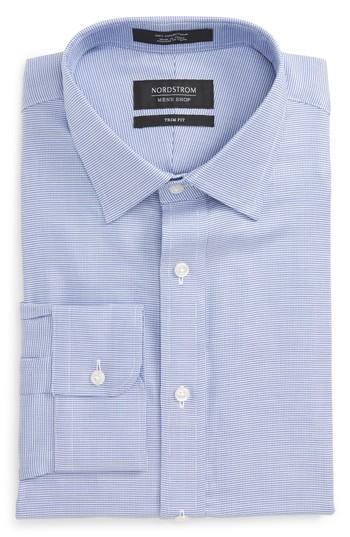 Men's Nordstrom Men's Shop Trim Fit Solid Dress Shirt 32/33 - Blue