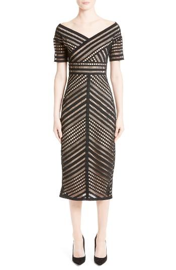 Women's Lela Rose Windowpane Lace Midi Dress