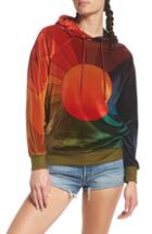 Women's Aviator Nation Rainbow Sunburst Velour Hoodie, Size - Red