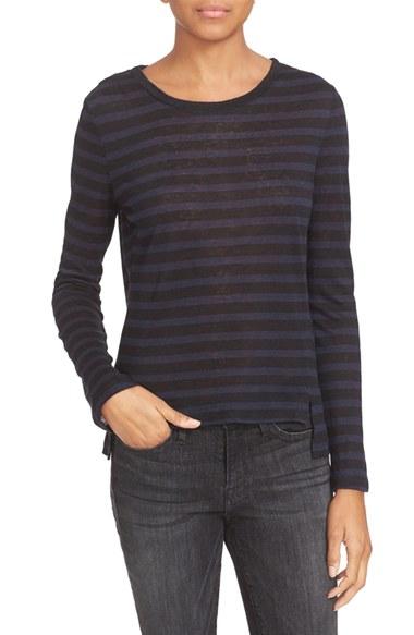 Women's Frame Long Sleeve Linen Tee - Blue