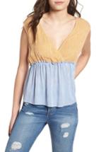Women's Bp. Mixed Stripe Tie Back Top, Size - Blue