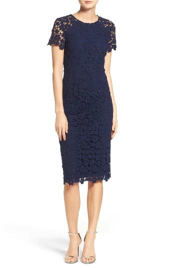Women's Shoshanna Beaux Lace Midi Dress - Blue