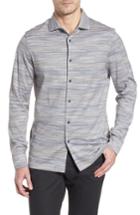 Men's Bugatchi Regular Fit Striated Knit Sport Shirt - Beige