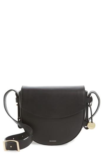 Skagen Lobelle Leather Saddle Bag - Black