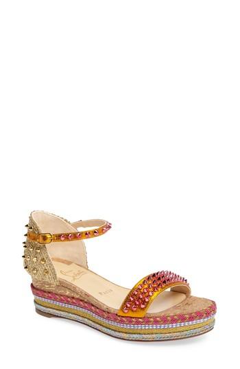 Women's Christian Louboutin Madmonica Espadrille Platform Sandal Us / 38eu - Orange