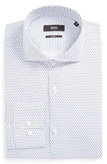 Men's Boss Slim Fit Print Dress Shirt - Blue
