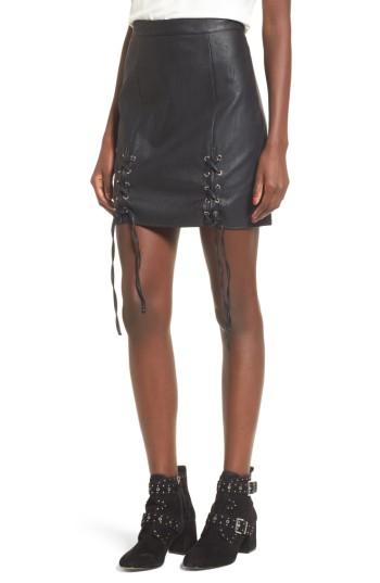 Women's Lost + Wander Dakota Lace Up Faux Leather Skirt - Black