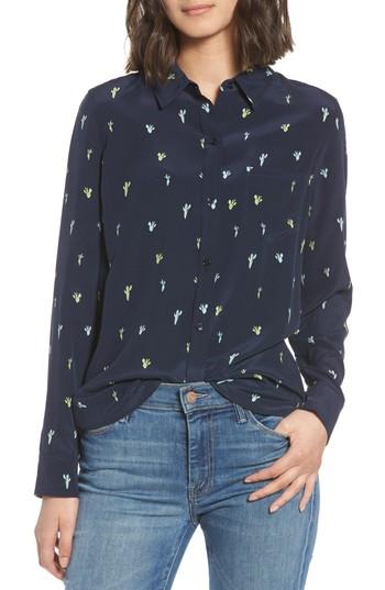 Women's Rails Kate Cactus Print Silk Shirt - White
