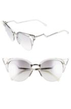Women's Fendi 52mm Crystal Tip Cat Eye Sunglasses - Crystal/ Palladium