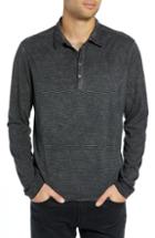 Men's John Varvatos Star Usa Striped Long Sleeve Polo - Grey