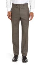 Men's Santorelli Romero Regular Fit Flat Front Trousers - Beige