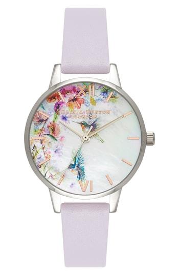 Women's Olivia Burton Painterly Leather Strap Watch, 30mm
