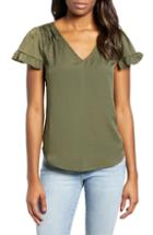 Women's Cece Ruffled Satin Jacquard Top, Size - Green