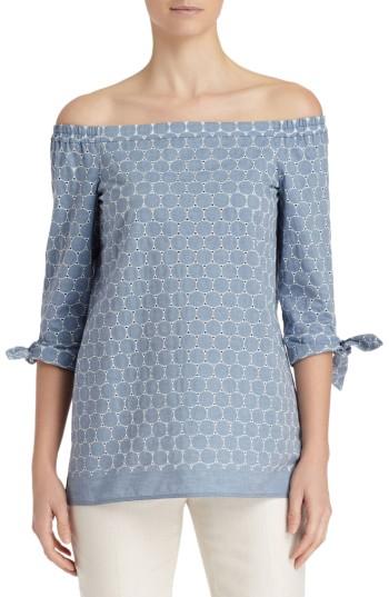 Women's Lafayette 148 New York Natayla Bohemia Dots Off The Shoulder Blouse