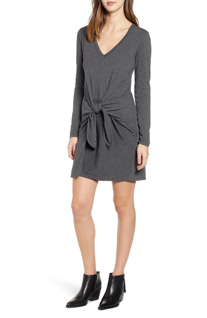 Women's Socialite Tie Waist Dress - Grey