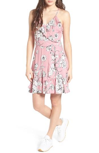 Women's Love, Fire Ruffle Faux Wrap Dress - Purple