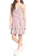 Women's Love, Fire Ruffle Faux Wrap Dress - Purple