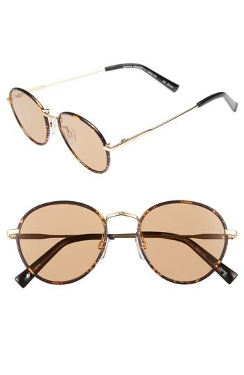 Women's Le Specs Zephyr Deux 50mm Round Sunglasses - Syrup Tortoise