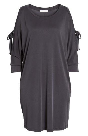 Women's Tied Cold Shoulder Dress - Grey