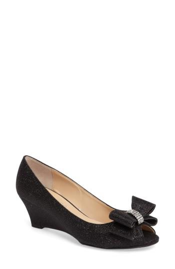 Women's J. Renee 'blare' Bow Wedge Peep Toe Pump .5 B - Black