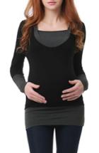 Women's Kimi And Kai Willow Hooded Maternity Top - Black