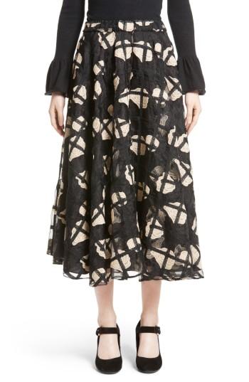 Women's Co Floral Cage Lace Midi Skirt - Black