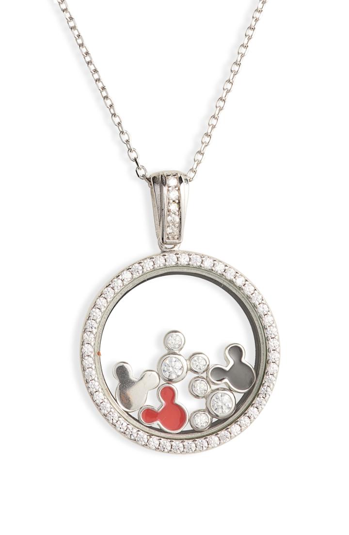 Women's Disney Mickey Open Circle Crystal Pendant Necklace