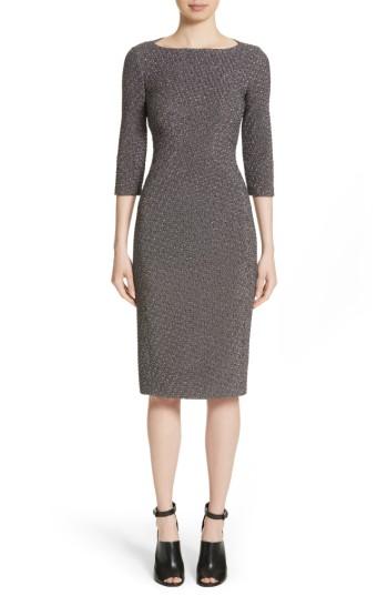 Women's Michael Kors Houndstooth Stretch Metallic Jacquard Sheath Dress