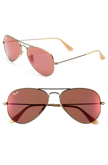 Women's Ray-ban 'original Aviator' 58mm Sunglasses - Bronze/ Red Mirror