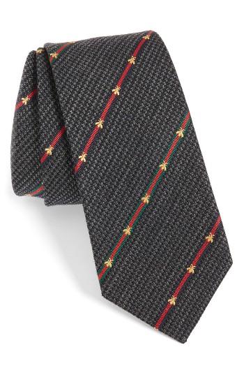 Men's Gucci Savanur Silk & Wool Tie, Size - Black