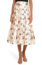 Women's Tory Burch Vance Pleated Silk Midi Skirt