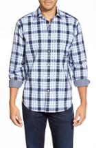 Men's Bugatchi Classic Fit Plaid Sport Shirt - Blue